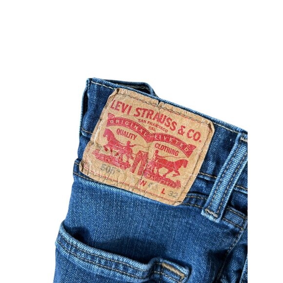 Levi's 505 Blue Denim Jeans Straight Leg Classic Men's Sz 40 X 32 Zip Fly - Picture 4 of 7